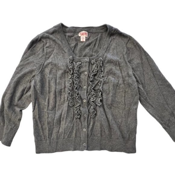 BUNDLE 3 FOR‎ $18- Knit Cardigan Sweater Ruffles Button Front Gray XXL Retro '10 - Picture 1 of 9